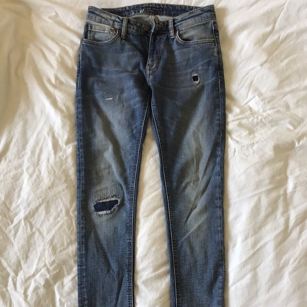 New NUDIE JEANS Skinny Jeans 27Wx30L Faded Glory Light Blue Organic Cotton